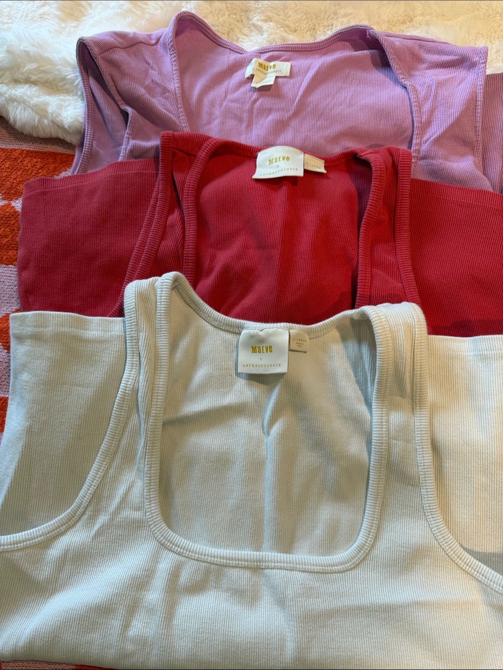 Maeve Tank Top Set in Lavender, pink, Ivory